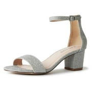 J. Adams Daisy Block Heel Sandals, Ankle Strap Block Heels Open Toe Dress Shoes, Chunky Heels Comfortable and Stylish for Women