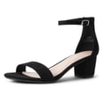thumbnail image 1 of J.Adams Daisy, Women's High Heel Party Dress Shoes Ankle Strap Wedding Sandals - Black Vegan Suede, 1 of 7