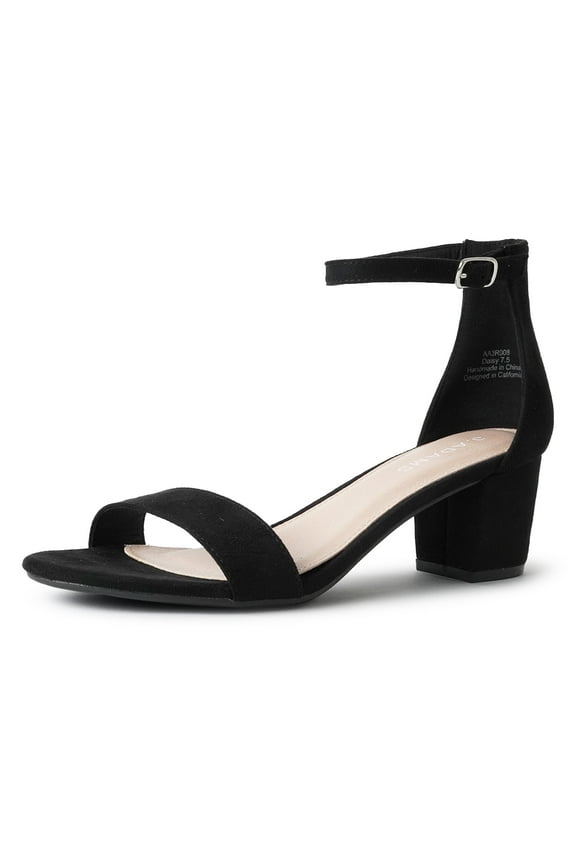 Daisy Block Heel Sandals, Ankle Strap Block Heel Open Toe Dress Shoes, Chunky Heels for Women
