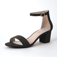 thumbnail image 1 of J. Adams Daisy Grey Sandals for Women, Ankle Strap Block Heel Open Toe Dress Shoes - Chunky Heels, 1 of 7
