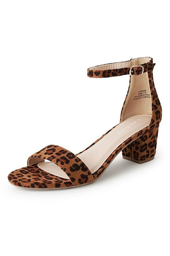 Daisy Leopard Sandals for Women, Ankle Strap Block Heel Block Heel Open Toe Shoes - Chunky Heels
