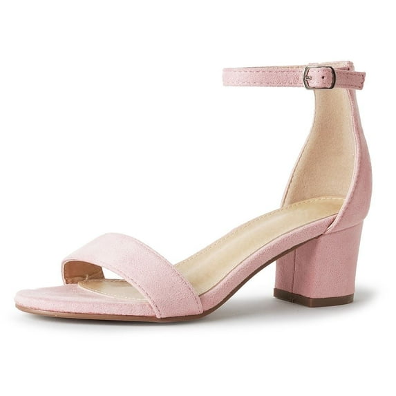 J.Adams Daisy, Women's High Heel Block heels Chunky Party Dress Shoes Ankle Strap Wedding Heeled Sandals - Mauve Suede - 6
