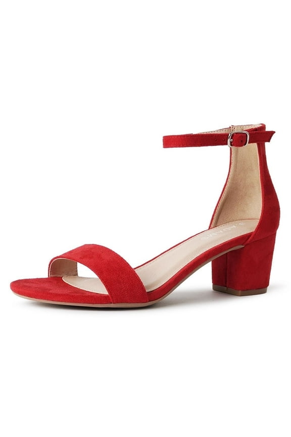 Daisy Block Heel Sandals, Ankle Strap Block Heels Open Toe Dress Shoes, Chunky Heels Comfortable and Stylish for Women