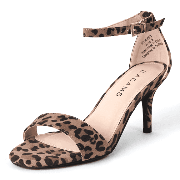 J. Adams Dove Leopard Comfortable and Stylish Stiletto Heels for Women – Open Toe Sandals Ankle Strap Dress Shoes Heel