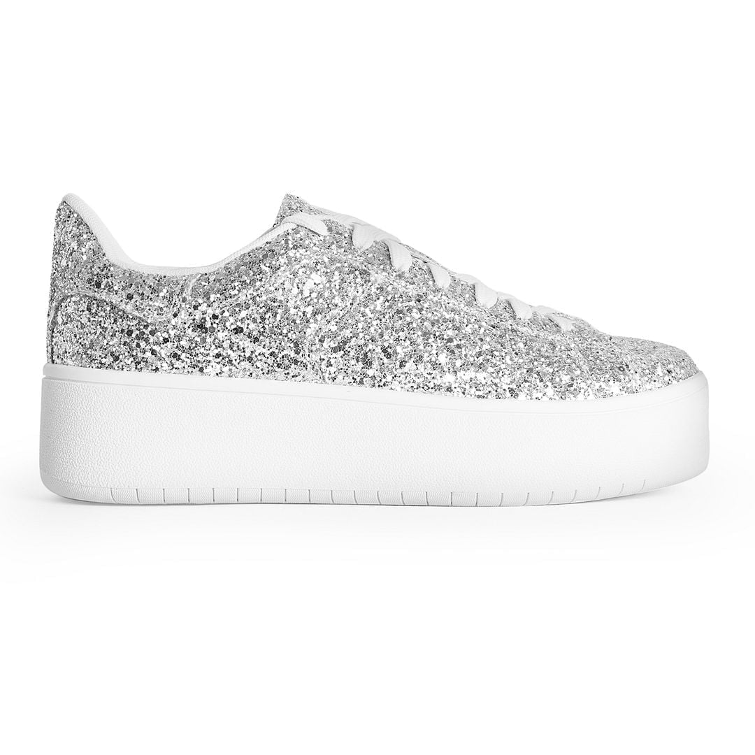 J. Adams Women's Hero Platform Sneakers - Rainbow Glitter Fashion Tennis Shoes, Size 10 - View #3