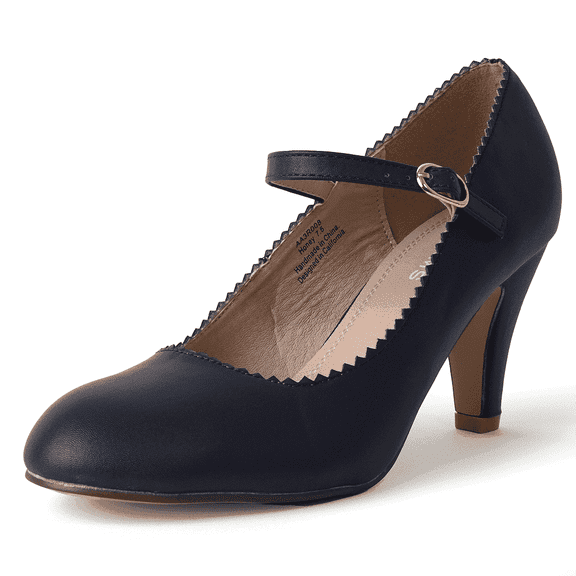 J. Adams Honey Jane Heels for Women – Round Toe indented Pumps Heels Shoes Stylish and Comfortable with Gentle Ankle Strap