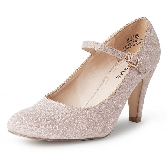 J. Adams Honey Jane Heels for Women – Round Toe indented Pumps Heels Shoes Stylish and Comfortable with Gentle Ankle Strap