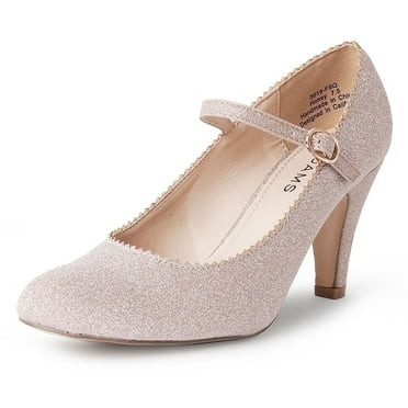 J. Adams Honey Jane Heels for Women – Round Toe indented Pumps Heels Shoes Stylish and Comfortable with Gentle Ankle Strap