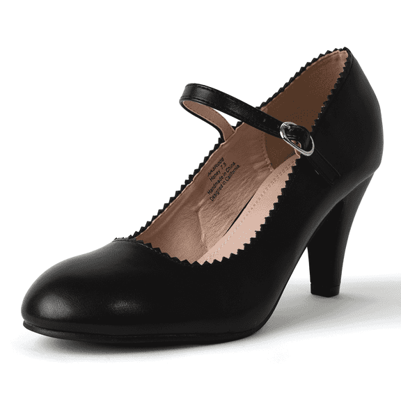 J. Adams Honey Jane Heels for Women – Round Toe indented Pumps Heels Shoes Stylish and Comfortable with Gentle Ankle Strap
