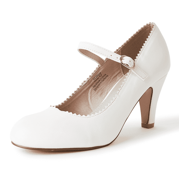 J. Adams Honey Jane Heels for Women – Round Toe indented Pumps Heels Shoes Stylish and Comfortable with Gentle Ankle Strap