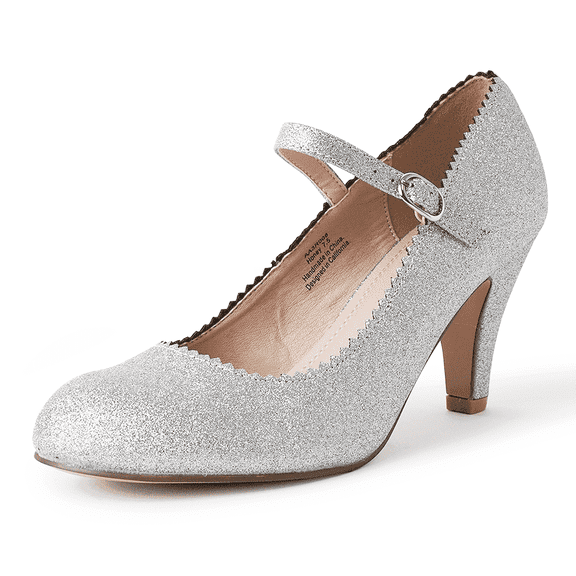 J. Adams Honey Jane Heels for Women – Round Toe indented Pumps Heels Shoes Stylish and Comfortable with Gentle Ankle Strap