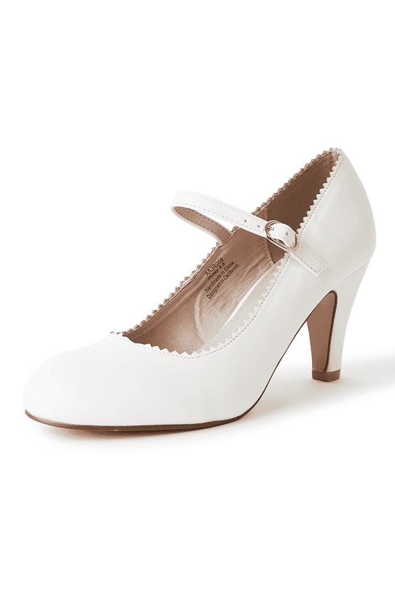 Honey Jane Heels for Women – Round Toe indented Pumps Heels Shoes Stylish and Comfortable with Gentle Ankle Strap