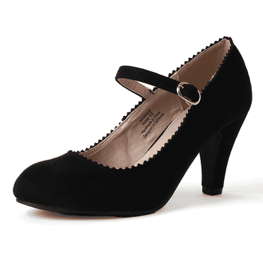 J. Adams Honey Jane Heels for Women – Round Toe indented Pumps Heels Shoes Stylish and Comfortable with Gentle Ankle Strap