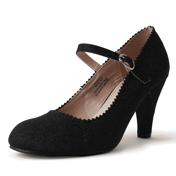 J. Adams Honey Jane Heels for Women – Round Toe indented Pumps Heels Shoes Stylish and Comfortable with Gentle Ankle Strap