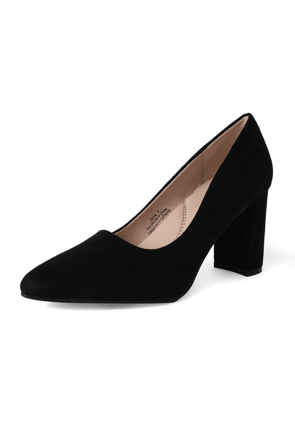 Jolie Heels for Women - Closed Pointed Toe Mid Block Heel Classic Pumps