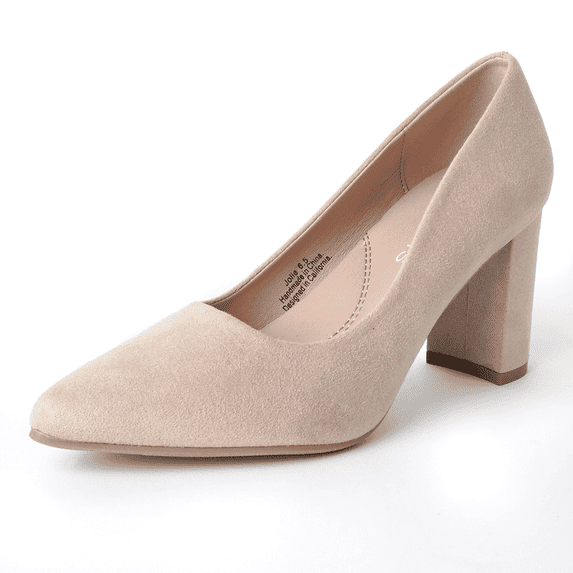 J. Adams Jolie Heels for Women - Closed Pointed Toe Mid Block Heel Classic Pumps | Polyurethane