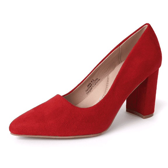 J. Adams Jolie Heels for Women - Closed Pointed Toe Mid Block Heel Classic Pumps