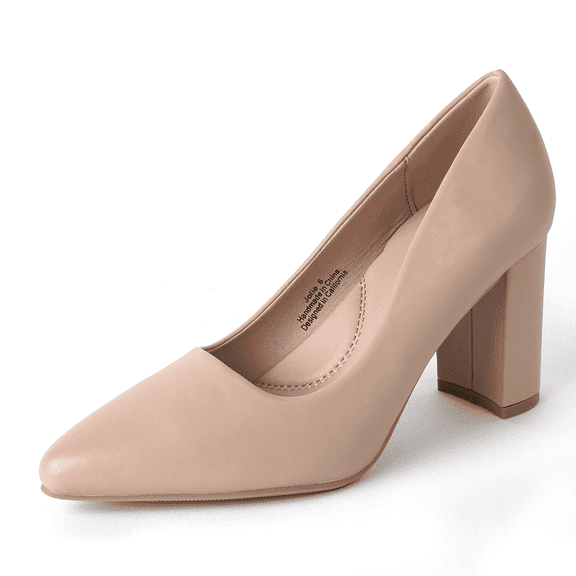 J. Adams Jolie Heels for Women - Closed Pointed Toe Mid Block Heel Classic Pumps