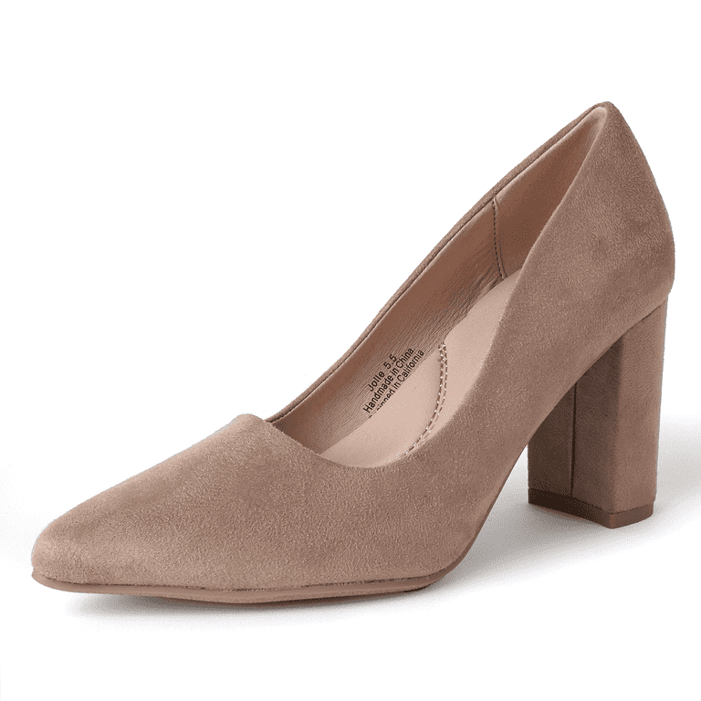 J. Adams Jolie Heels for Women Closed Pointed Toe Mid Block Heel Classic Pumps Women s Size 6.5 Brown