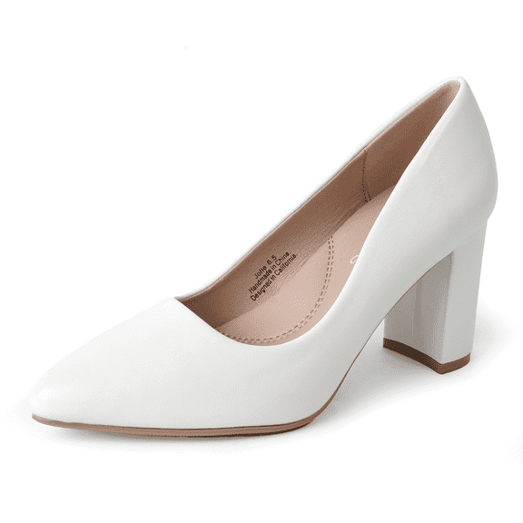 J. Adams Jolie Heels for Women - Closed Pointed Toe Mid Block Heel Classic Pumps