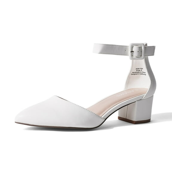 J. Adams Krista Heeled Sandal, Closed Toe Low Block Heels for Women, Wide Fit Dress Shoes for Teen Girls, Business Casual Short Heels, Closed Toe