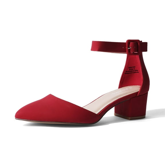 J. Adams Krista Heeled Sandal, Closed Toe Low Block Heels for Women, Wide Fit Dress Shoes for Teen Girls, Business Casual Short Heels, Closed Toe