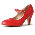 thumbnail image 1 of J. Adams Kym Mary Jane Heel for Women Oxford Pumps, Retro Vintage Round Toe Ankle Strap Shoes, 1 of 1