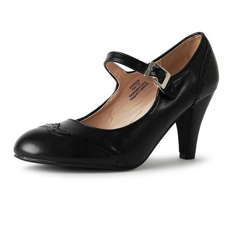 J. Adams Kym Mary Jane Shoes Women Oxford Pumps - Cute Low Kitten High Heels - Retro Vintage Shoes for Women 1950s Mary Janes Round Toe Shoe with Ankle Strap - Women Dress Shoes