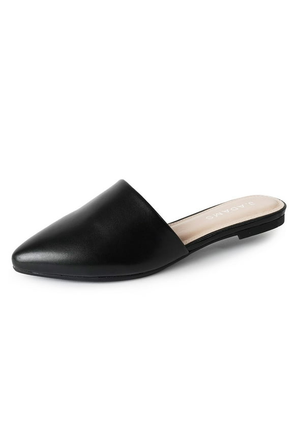 Lennox Mules for Women - Black Vegan Leather Pointed Toe Slides