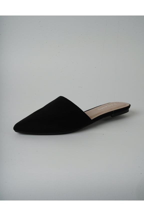 Lennox Mules for Women - Black Vegan Leather Pointed Toe Slides