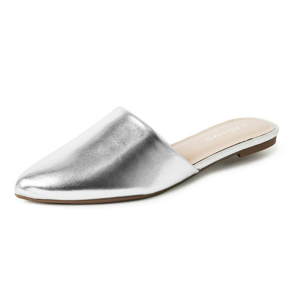 J. Adams Lennox Mules for Women - Black Vegan Leather Pointed Toe Slides