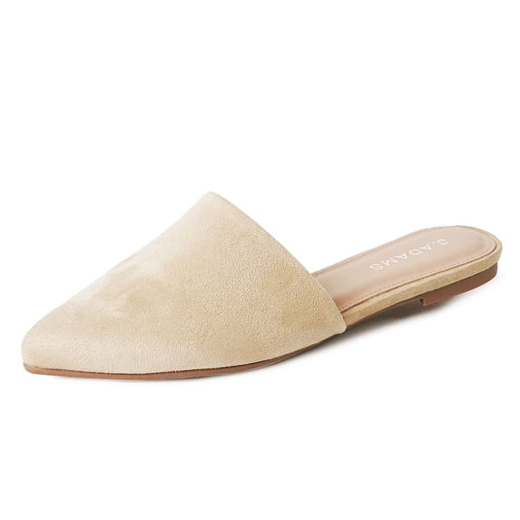 J. Adams Lennox Mules for Women -Comfortable Black Vegan Leather Pointed Toe Slides Sandals