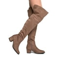 thumbnail image 1 of J. Adams Low Heel Over the Knee Boot - Vegan Suede Thigh High - Trendy Easy Block Heel, 1 of 4