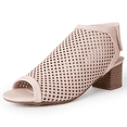 thumbnail image 1 of J. Adams Maddie Booties for Women - Peep Open Toe Low Block Chunky Heel Hook & Loop Strap Sandals, 1 of 7