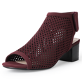thumbnail image 1 of J. Adams Maddie Booties for Women - Peep Open Toe Low Block Chunky Heel Hook & Loop Strap Sandals, 1 of 7