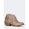 thumbnail image 1 of J. Adams Marrow Chunky Boot - Western Fringe Cowboy Low Bootie Heel - Ankle Strap Open Toe High Block Sandals for Women, 1 of 6
