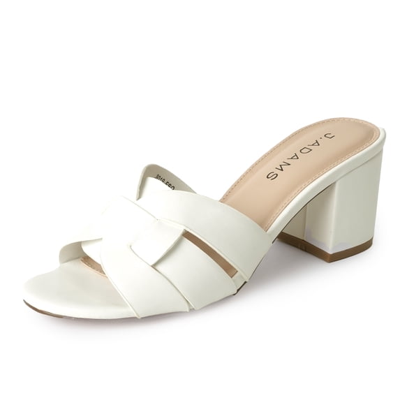 J. Adams Nori Mules Heel for Women - Dressy Slip-On Comfortable and Stylish Straps Block Sandals