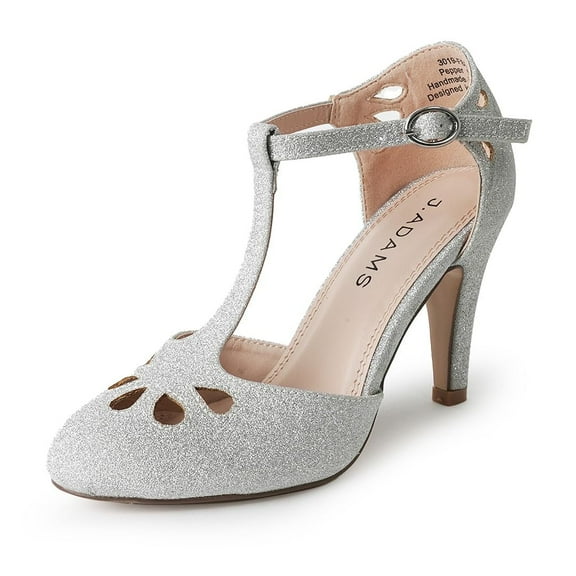 J. Adams Pepper Mary Janes - Adorable Vintage Cutout Low Nude Kitten Heel Retro Unique Strap Pumps for Women | Polyurethane