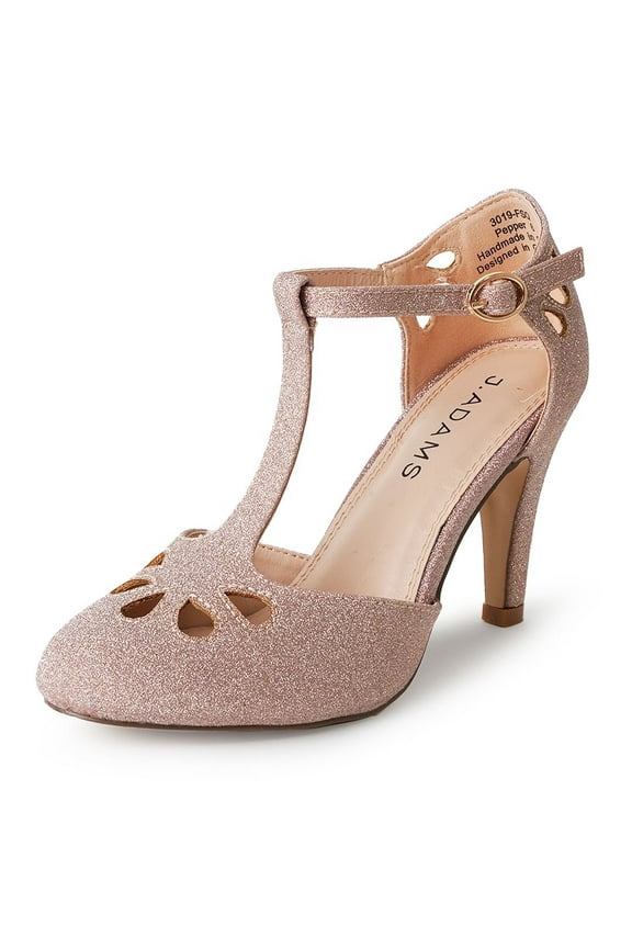 Pepper Mary Janes - Adorable Vintage Cutout Low Nude Kitten Heel for Women | Polyurethane