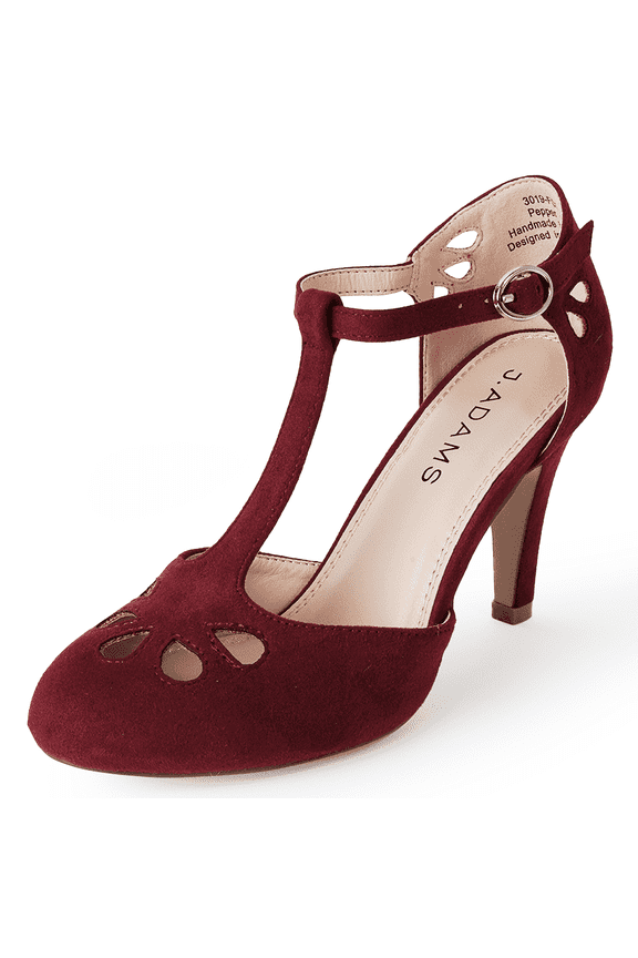 Pepper Mary Janes -Comfortable Vintage Retro Strap Cutout Low Nude Kitten Heel for Women