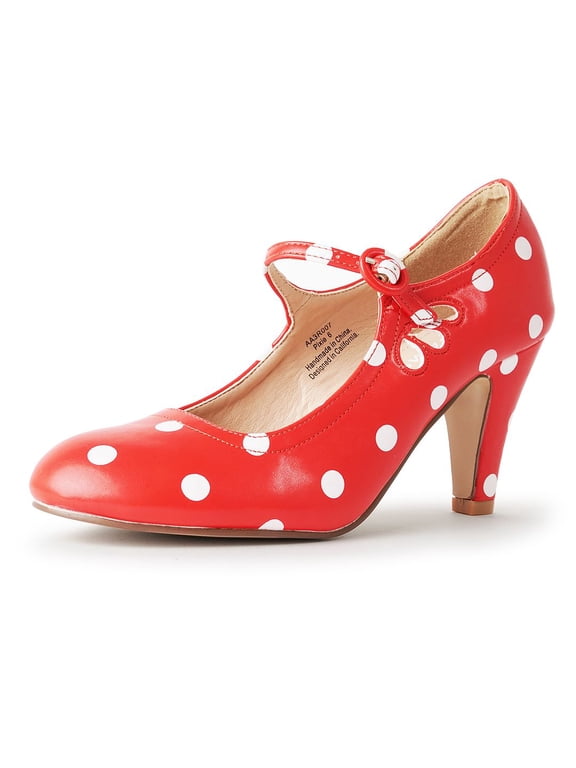 Pixie Mary Jane Pumps - Retro Vintage High Heels for Women with Ankle Strap