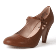 thumbnail image 1 of J. Adams Pixie Mary Jane Pumps - Retro Vintage High Heels - With Adult Ankle Strap for Women, 1 of 7