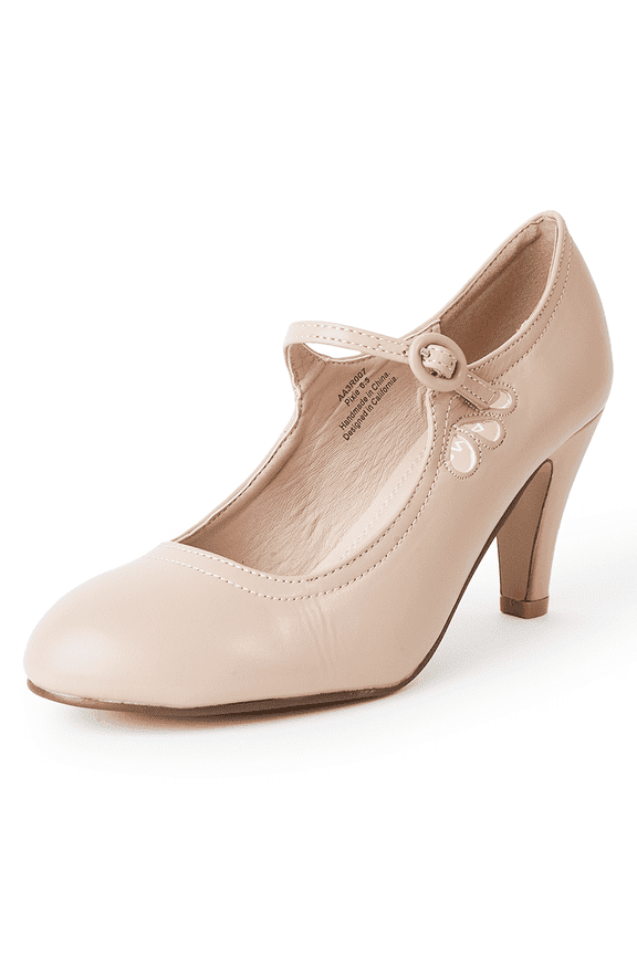 Pixie Mary Jane Pumps - Retro Vintage High Heels - Comfortable Oxford Dress Shoes for Women with Ankle Strap