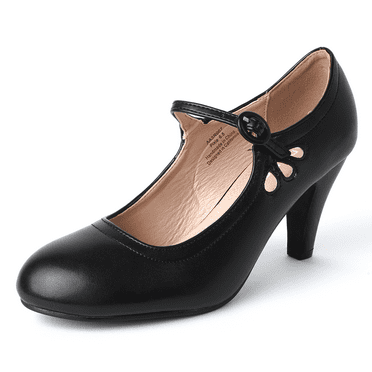 J. Adams Pixie Mary Jane Pumps - Retro Vintage High Heels - Comfortable Oxford Dress Shoes for Women with Ankle Strap