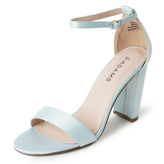 J. Adams Shirley High Silver Comfortable Heels for Women | Open Toe Ankle Strap Block Heel