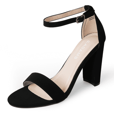 J. Adams Shirley High Silver Comfortable Heels for Women | Open Toe Ankle Strap Sandal Block Heel Dress Platform