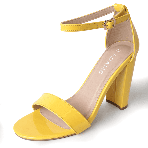 J. Adams Shirley High Silver Comfortable Heels for Women | Open Toe Ankle Strap Block Sandal