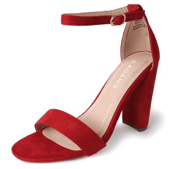 J. Adams Shirley High Silver Comfortable Heels for Women | Open Toe Ankle Strap Block Sandal