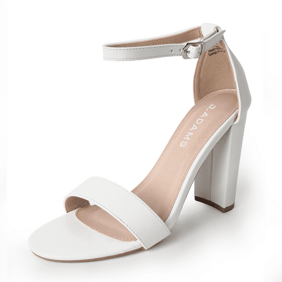 J. Adams Shirley High Silver Comfortable Heels for Women | Open Toe Ankle Strap Block Dress Sandal