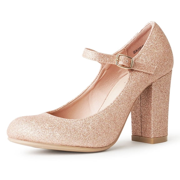 J. Adams Skippy Heels Contemporary Style Comfortable and Stylish Summer Shoes for Women - Round Toe Chunky Heels Mary Jane Pumps